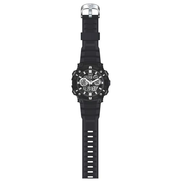 Q&Q ANA + DIGI watch with a black strap and black face